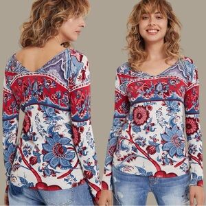 🌷Desigual Barrie Floral Knit Jumper V-Neck Patchwork XXL 3/$30